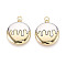 Brass Pendants, Flat Round, Cadmium Free & Lead Free, with Jump Ring, Real Gold Plated & Real Platinum Plated, 24x21x4mm, Hole: 3.5mm