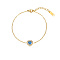 Cubic Zirconia Heart Link Bracelet with Golden Stainless Steel Chains, Dark Blue, 6-1/4 inch(16cm)