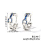 Fashionable Brass Cubic Zirconia Ring Hoop Earrings, Chain Charm, Platinum, Dark Blue, 19x6mm