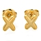 304 Stainless Steel Stud Earrings, Real 14K Gold Plated, Letter X, 7.5x6mm