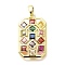 Rack Plating Brass Micro Pave Cubic Zirconia Pendants, Rectangle Charms, Long-Lasting Plated, Lead Free & Cadmium Free, Real 18K Gold Plated, 24.5x15x3.5mm, Hole: 4.5x3mm