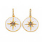 Brass Micro Pave Colorful Cubic Zirconia Pendants, with Enamel, Nickel Free, Real 18K Gold Plated, Flat Round, White, 19x17x2mm, Hole: 7x3.5mm