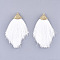 Polyester Tassel Big Pendant Decorations, with Alloy Findings, Golden, White, 100~108x51~62x7mm, Hole: 2mm