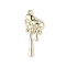 Alloy Rhinestone Pendants, Melting Heart Charms, Light Gold, 32.5x13x4.5mm, Hole: 1.6mm