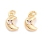 Brass Micro Pave Cubic Zirconia Pendants, Cadmium Free & Nickel Free & Lead Free, Real 18K Gold Plated, Moon, with Jump Ring, Lavender, 9.5x6.5x4mm, Hole: 2.4mm