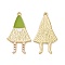 Christmas Theme Rack Plating Alloy Enamel Pendants, Light Gold Tone Gnome Charms, Olive Drab, 37x20x1.5mm, Hole: 1.5mm