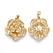 Brass Pendants, Flower, Nickel Free, Real 18K Gold Plated, 30x28.5x12mm, Hole: 4x8mm