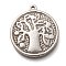 Non-Tarnish 304 Stainless Steel Pendants, Flat Round with Tree of Life, Stainless Steel Color, 30.5x27x3mm, Hole: 1.8mm