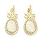 Brass Micro Pave Clear Cubic Zirconia Pendants, Cadmium Free & Lead Free, with Synthetic Opal and Jump Rings, Real 18K Gold Plated, Fruit Charms, Pineapple, 21x10x3mm, Hole: 3mm