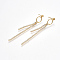 Brass Cubic Zirconia Tassels Stud Earring Findings, For Half Drilled Beads, Clear, Nickel Free, Real 18K Gold Plated, 63.5x9mm, Pin: 0.7mm