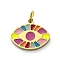 304 Stainless Steel Enamel Charms, with Jump Ring, Eye Charm, Real 18K Gold Plated, Ion Plating(IP), Colorful, 9.5x11.5x1.5mm, Hole: 2.5mm