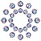 Alloy Glass Pendants, Half Round with Twelve Constellations, Lilac, 26x23x7mm, Hole: 1.8mm, 12pcs/set, 4sets/box