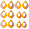 Resin & Wood Pendants, Teardrop, Gold, 32.5x27.5x2.5~4mm, Hole: 1.5mm, 12pcs/box