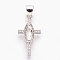 Brass Micro Pave Cubic Zirconia Pendants, Lead Free & Cadmium Free & Nickel Free, Long-Lasting Plated, Cross with Virgin Mary, Clear, Platinum, 20x10x3mm, Hole: 3x3.5mm