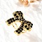 304 Stainless Steel Open Cuff Rings for Women, with Rhinestone, Ion Plating(IP), Bowknot, Real 18K Gold Plated, 5mm, Inner Diameter: Adjustable, Bowknot: 22x25.5mm