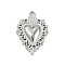304 Stainless Steel Pendants, Heart Charm, Stainless Steel Color, 26.5x18.5x3mm, Hole: 1.6mm