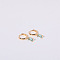 Brass Micro Pave Cubic Zirconia Hoop Earrings, Golden, Deep Sky Blue, 20x10mm