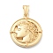 304 Stainless Steel Pendants, Sandblasting Effect, Flat Round with Human, Matte Gold Color, 25x21.5x4.5mm, Hole: 6.5x3.5mm