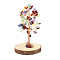 Natural Mixed Stone Chips Tree Decorations, Wood Base with Copper Wire Feng Shui Energy Stone Gift for Home Office Desktop Decoration, 120mm