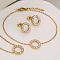Ring 304 Stainless Steel Rhinestone Pendant Necklaces & Link Bracelets & Stud Earrings Sets, Golden, Crystal, 450mm