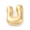 Brass Pendant, Real 18K Gold Plated, Letter U, 22x17x6.7mm, Hole: 3x2.4mm
