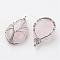 Natural Rose Quartz Pendants, Brass Wire Wrapped Pendants, Drop, Platinum, 41~46x25~27x13mm, Hole: 6~9