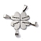 201 Stainless Steel Connector Charms, Four Leaf Clover, Stainless Steel Color, 28x28x1mm, Hole: 7x4mm