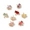 Brass Pave Glass Connector Charms, Nickel Free, Rectangle Links, Golden, Mixed Color, 8x7.5x4mm, Hole: 1.2mm