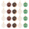 20Pcs 5 Styles Natural Mixed Stone Copper Wire Wrapped Pendants, Natural Red Rainbow Jasper & Quartz Crystal & Green Aventurine & Rose Quartz & Tiger Eye, Flat Round with Heart Charm, Real 18K Gold Plated, 22x16x5.5mm, Hole: 3~4.5mm, 4pcs/style 