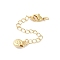 Brass Chain Extender, with Lobster Claw Clasp and Charms, Rack Plating, Cadmium Free & Lead Free, Long-Lasting Plated, Real 18K Gold Plated, Shell Shape, 70mm, charm: 9.5x6x4.5mm