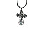Cross Zinc Alloy Pendant Necklace, with Rhinestone, Jet, 19.69 inch(50cm)