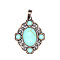 Retro Hollow Synthetic Turquoise Pendants, Flower Rhombus Pendants, with Red Copper Metal Finding, 33x27x7mm