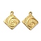 304 Stainless Steel Pendants, Rhombus with Vortex Charms, Real 14K Gold Plated, 24x20.5x2mm, Hole: 2mm