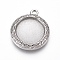 Non-Tarnish 304 Stainless Steel Pendant Cabochon Settings, Flat Round, Stainless Steel Color, Tray: 16mm, 25.5x22x3mm, Hole: 2mm