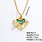 Fashionable Brass Pave Natural Paua Shell & Clear Cubic Zirconia Pendant Necklaces for Daily Parties, Golden, Heart, 15.75 inch(40cm)