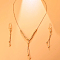 Fashionable Vintage Brass Tassel Pendant Earrings & Necklaces Sets for Women, Real 18K Gold Plated
