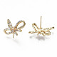 Серьги из латуни с микропейвом и прозрачным фианитом KK-S356-176G-NF-1