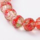 Ручной работы Золотые пески Lampwork круглые бусины LAMP-L042-01-2