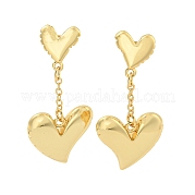 Серьги-гвоздики из латуни в форме сердца EJEW-M258-68G