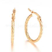Серьги-кольца из нержавеющей стали 201 с вакуумным покрытием PVD EJEW-T002-01