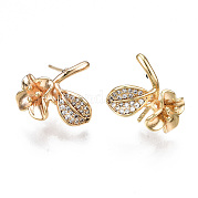 Серьги из латуни с микропейвом и прозрачным фианитом KK-S356-357-NF