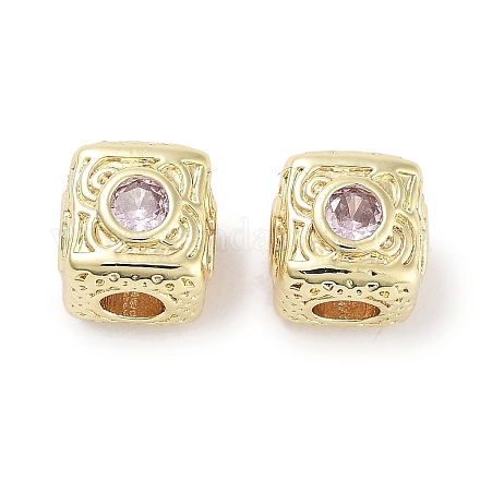 Латунные микро проложить кубического циркония бусы KK-C051-28G-05-1