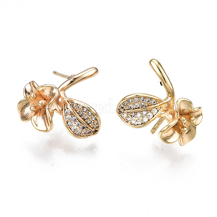 Серьги из латуни с микропейвом и прозрачным фианитом KK-S356-357-NF-1