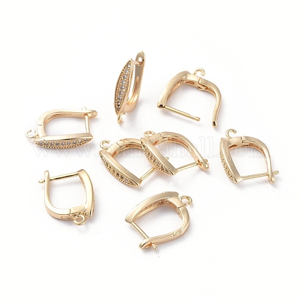 Латунные серьги-кольца с застежкой сзади ZIRC-L077-035G-1