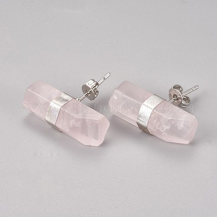Естественно розового кварца серьги EJEW-I212-F-01P-1