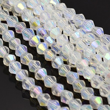 Граненый Bicone гальванических стеклянные бусины нити EGLA-P016-3mm-AB02-1