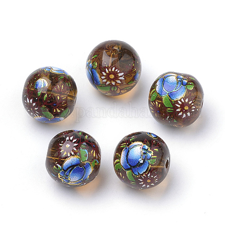 Печатные стеклянные бусины GFB-Q001-10mm-C06-1