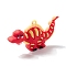 PVC Plastic Cartoon Pendants, for DIY Keychain Making, Dinosaur, FireBrick, 36x67~73x19mm, Hole: 3.5mm