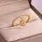 Brass Micro Pave Cubic Zirconia Finger Rings for Women, Golden, Moon, 12x5mm, US Size 8(18.1mm)