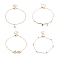4Pcs 4 Style Alloy Chain Anklets Sets, Bowknot Link Anklets with Triangle and Resin Pearl Charm for Women, Light Gold, 8.27~9.25 inch(21~23.5cm)